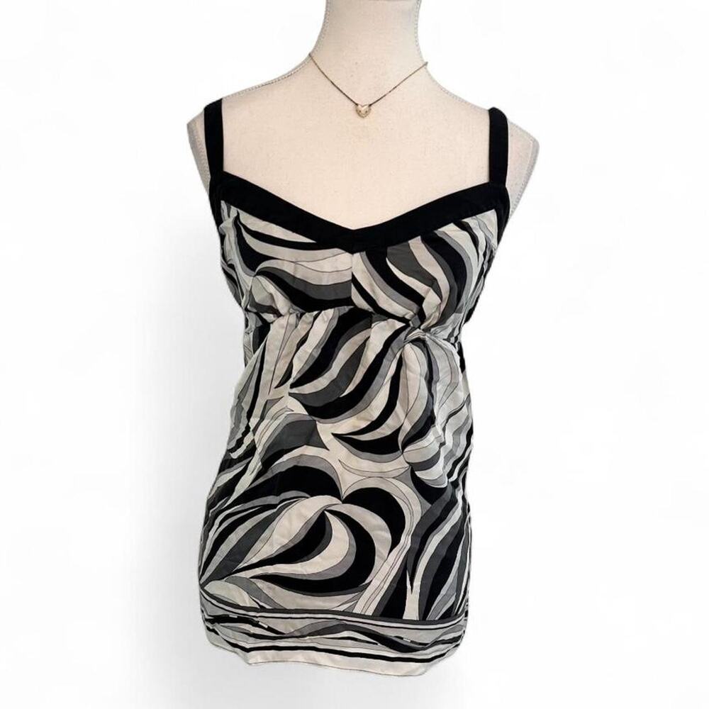 Michael Kors Y2K Patterned 100% Silk Baby Doll Top Cami Flowy Fitting Top Size M